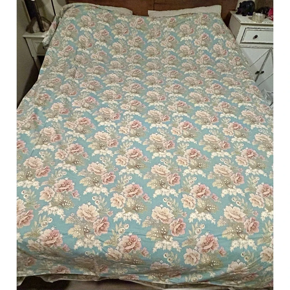 Duvet Cover Floral Teal Blue Girls Double/full Bed Cover Pamala Kline 82x83